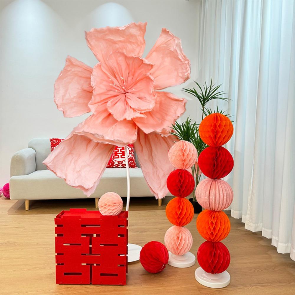 

87cm Oversized Paper Kite Flower 3D Wrinkled Paper Flower NEW Hand Kneaded Wall вина червоного кольору