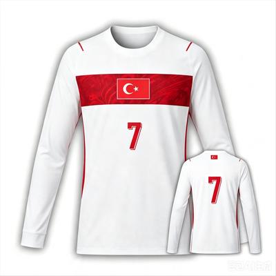 Türkiye Bayrağı No.7 Uzun Kollu Futbol Forması, Nefes Alabilen Spor Taraftar Antrenman Üstü