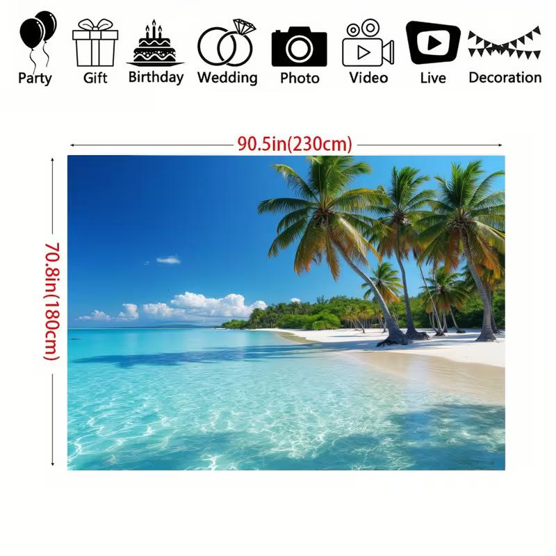 Summer Beach Tapestry Palm Trees & Blue Ocean Bedroom Decor