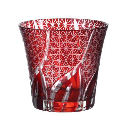 Kiriko-Glas, Tumbler, Whiskyglas, Bierglas, Guinomi-Whisky… (rot)