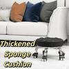 PU Leather Rotating Rolling Stool Waterproof 360 Degree Rotating Rolling Pulley Chair Sturdy Universal Wheel Low Seat Nail Salon