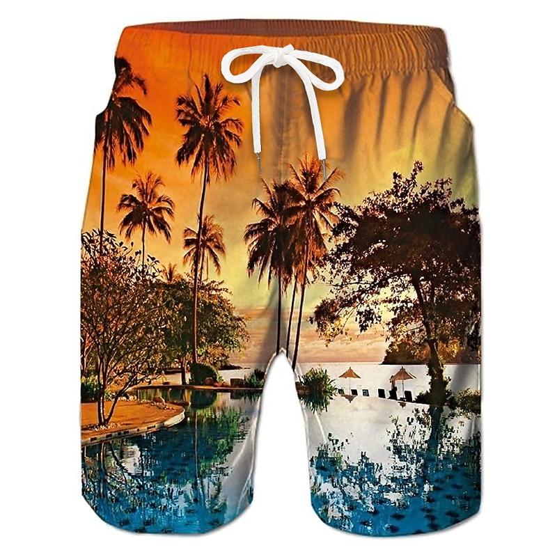 Men's Coconut Tree Graphic Prints Swim Trunks Swim Shorts Board