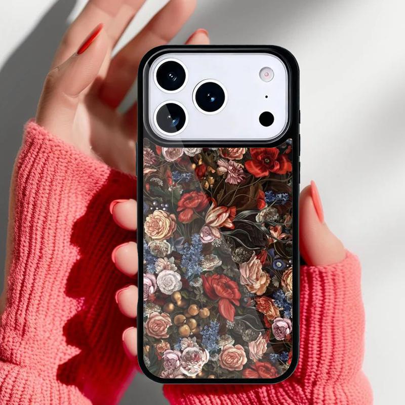 Vintage Flower Phone Case for iPhone 17 Air 16e 15 14 13 Pro Max Back Cover for 12 11 Pro Coque