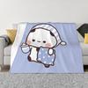 Bubu Dudu Going To Sleep Blanket Flannel All Season Panda and Bear Portable Soft Throw Blanket for Bedding Bedroom Quilt