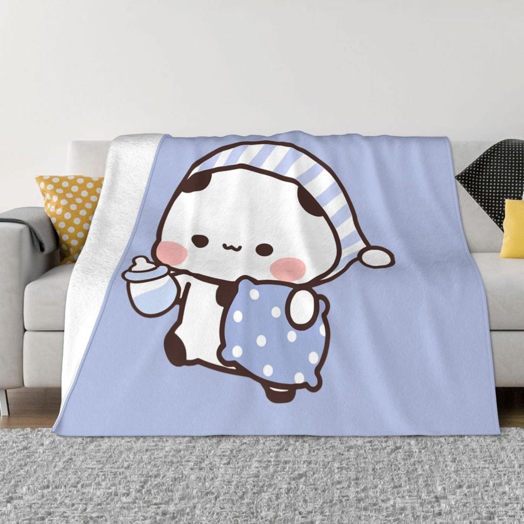Bubu Dudu Going To Sleep Blanket Flannel All Season Panda and Bear Portable Soft Throw Blanket for Bedding Bedroom Quilt