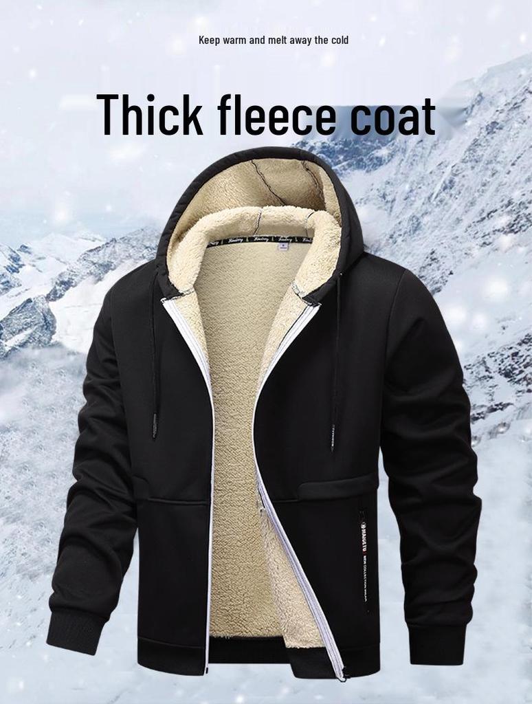 European Men's Thick Lambskin Work Jacket - Cozy Loose Fit for Autumn & Winter