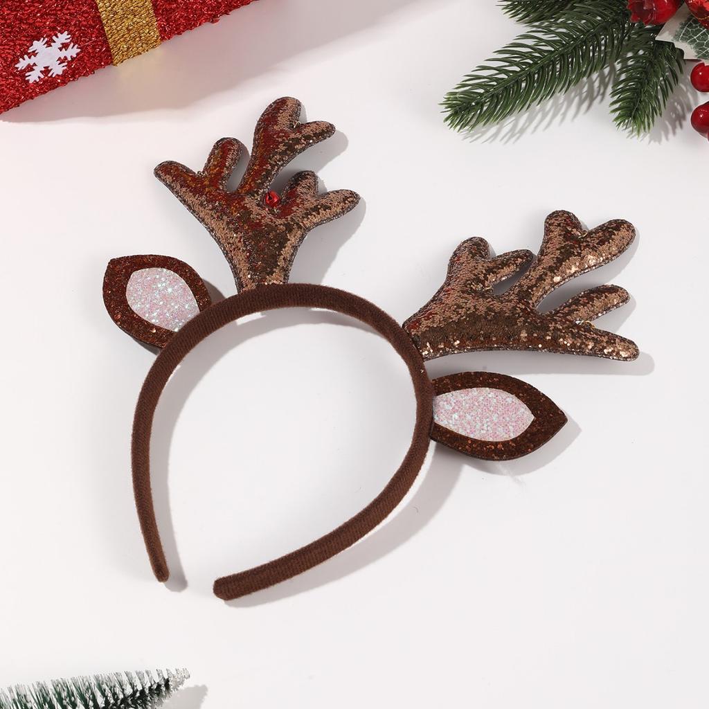 Sequins Reindeer Antler Hairband Hair Hoop Cosplay Headdress Christmas Dress Up Hair Accessory Prop 2025 Christmas Decoration