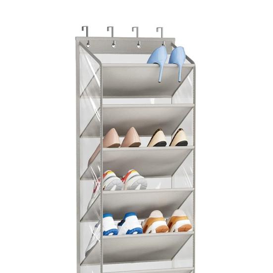 10 Tier Clear Over the Door Shoe Organizer 10 Large Deep Pockets Fit 20