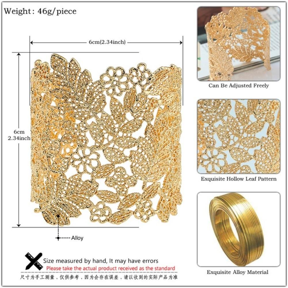 Elegant Hollow Out Bangle Alloy Wide Open Bangle Retro Exaggerated Bracelet for Women