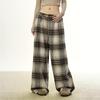 Women's Retro Plaid Wool Wide-Leg Pants - Loose, Versatile Design for Autumn/Winter