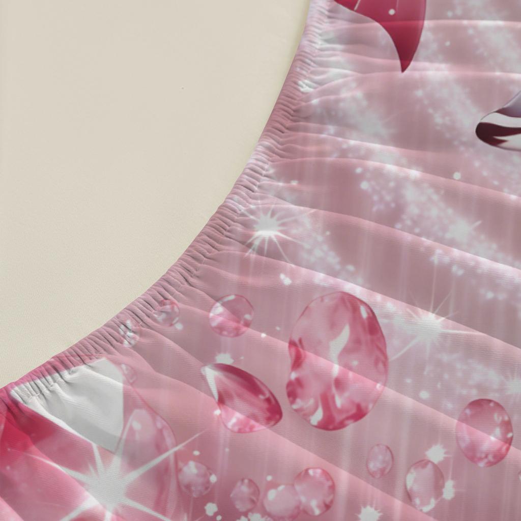 Dolphin Print Fitted Sheet Set Pink Dolphin Pattern Bedding With Pillowcases For Bedroom Decor