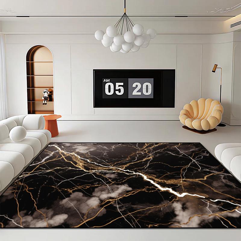 Black Luxury Style Carpets for Living Room Lounge Coffee Tables Washable Mat Modern Home Decor Large Area Soft Rugs Customizable