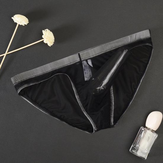 Men Briefs Mesh Elephant Nose Close Fit Mid Waist Transparent See Through Stretchy Panties for Honeymoon