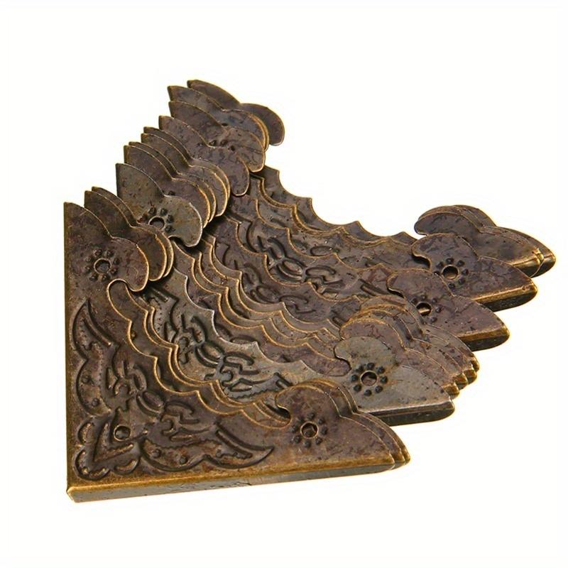 20 BUC Colț Cutie Bijuterii Antică Picior Protector Colț Caz Lemn Model Floral Ton Bronz Artizanat Metalic Sculptat 40X40mm