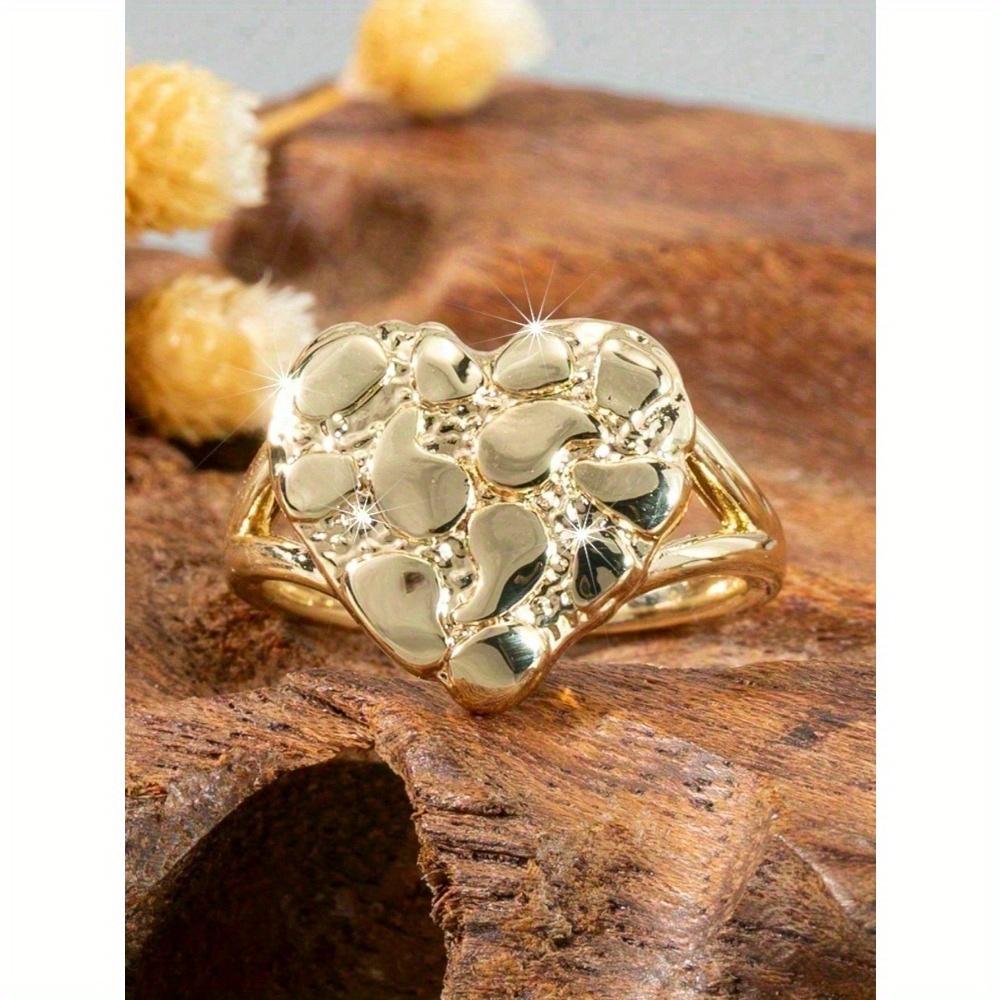 1pc Retro Style Fashion Simple Ring Vintage Bohemian Style Asymmetric Heart Design Fashionable All Match Simple Ring