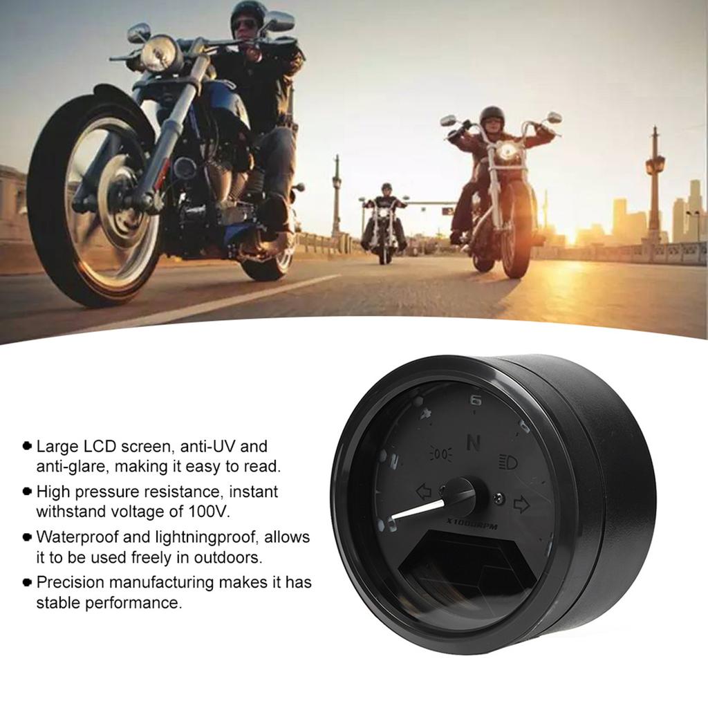 Motorcycle LCD Gauge Anti Glare Tachometer Odometer Oil Meter Multifuncation Parts