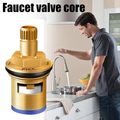 Brass Material Faucet Valve Core Hot and Cold Threaded Design Faucet Cartridge Copper Construction Ceramic Valve