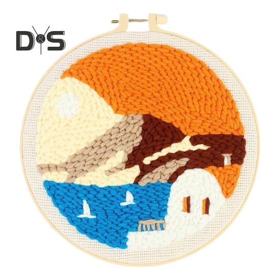 

Набір перфораційних голок DIY Набір для вишивання перфораторних голок із 8-дюймовими п’яльцями Початковий набір інструментів для перфораційних голок для дорослих початківців E