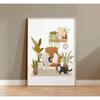 Watercolor Cute Kittens Potted Plant Canvas Print Cartoon Green Plants Animals Wall Art Postes for Modern Living Room Home Decor