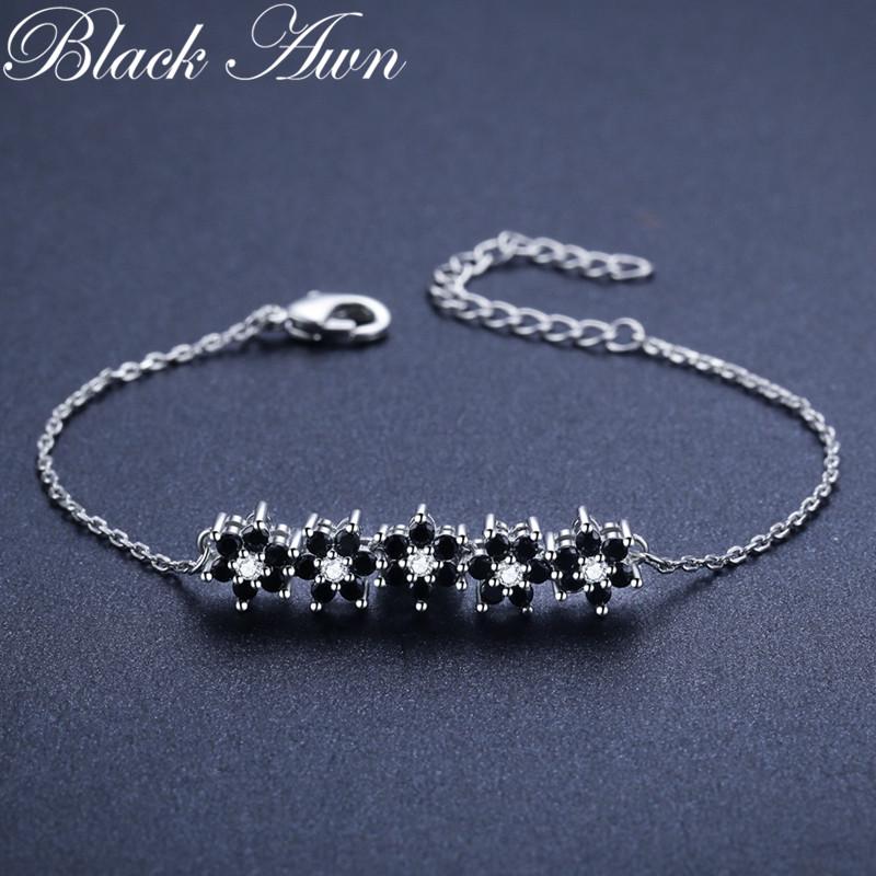 BLACK AWN Svart Armband för Kvinnor Svart Stenarmband