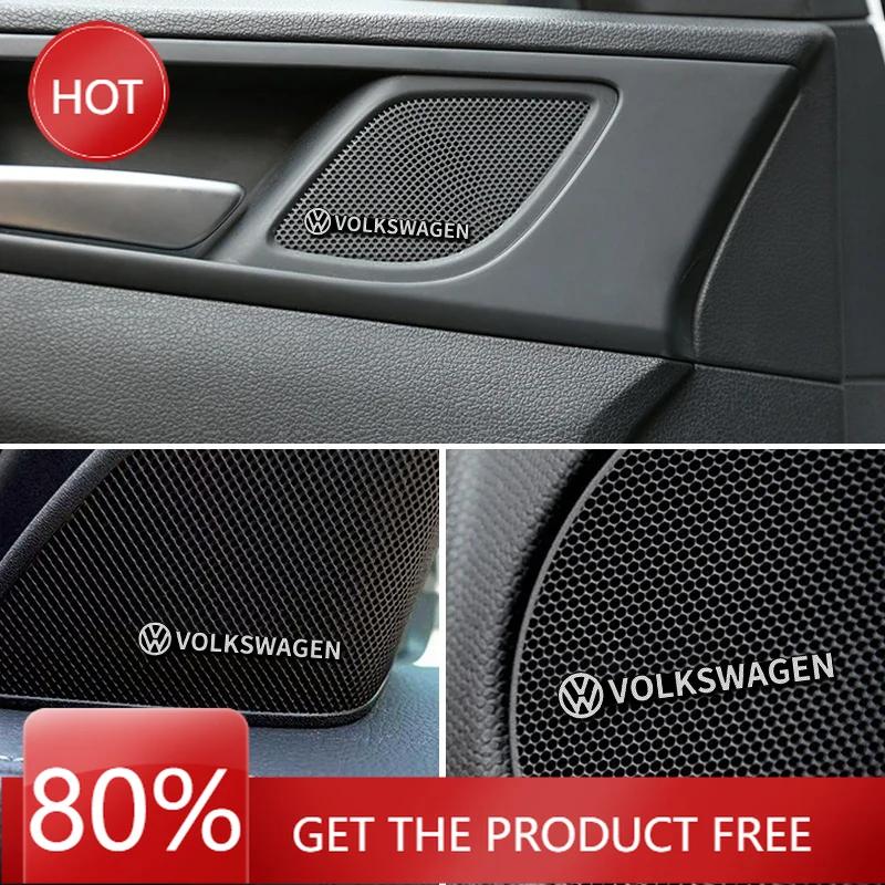 

2025 Hot 4pcs 3D aluminum speaker stereo speaker badge emblem Sticker for VW Volkswagen Golf Polo Passat Touran Accessories