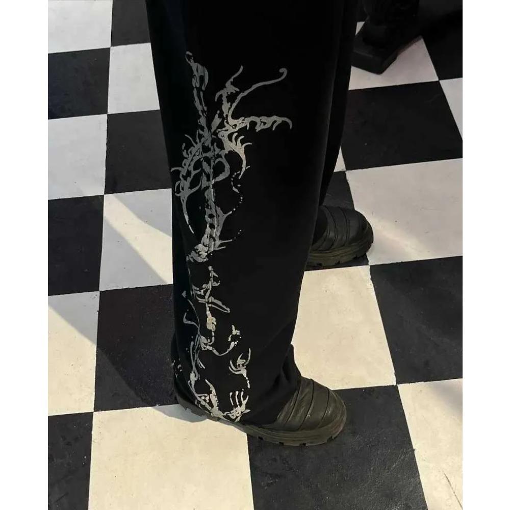 Hip-Hop Trendige Streetwear Amerikanisch Y2k Harajuku Gestreifter Print Übergroße Jogginghose Lässig Locker Gerade Weiter Beinte Hosen