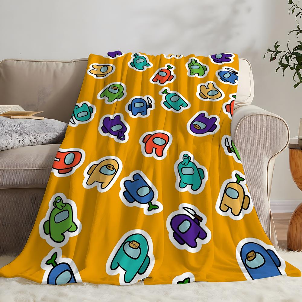Game A-AMonG Us Throw Kid-Friendly Flannel Throw Blanket Soft Warm Anti-Static Washable All Season