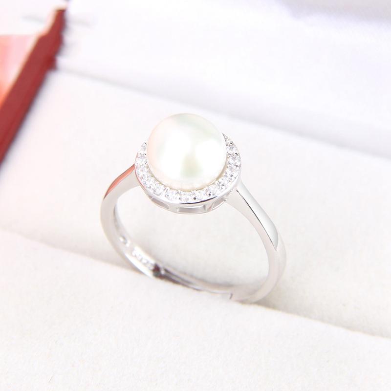 CLUCI 3pcs Silver 925 Women Round Adjustable Rings Zircon Pearl Ring Mounting 925 Sterling Silver Open Rings Jewelry SR2127SB
