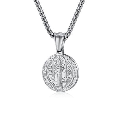 European And American Jewelry St .Benedict The Exorcist Stainless Steel Necklace Men 'S And Women 'S Medal Coin Pendant