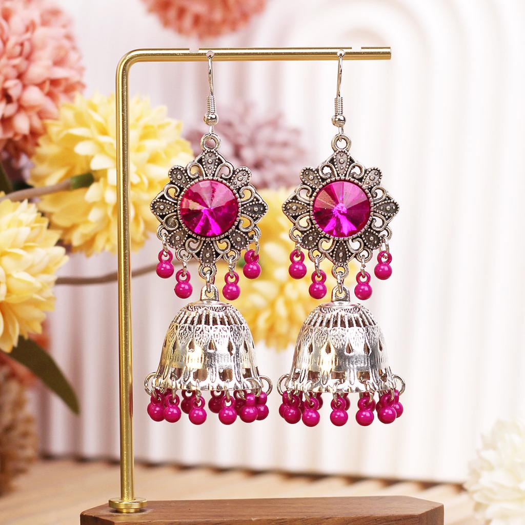Retro Diamond-Encrusted Bells, Water Drop Ear Hooks, Light Luxury Bohemian Style Fashion Temperament Earrings