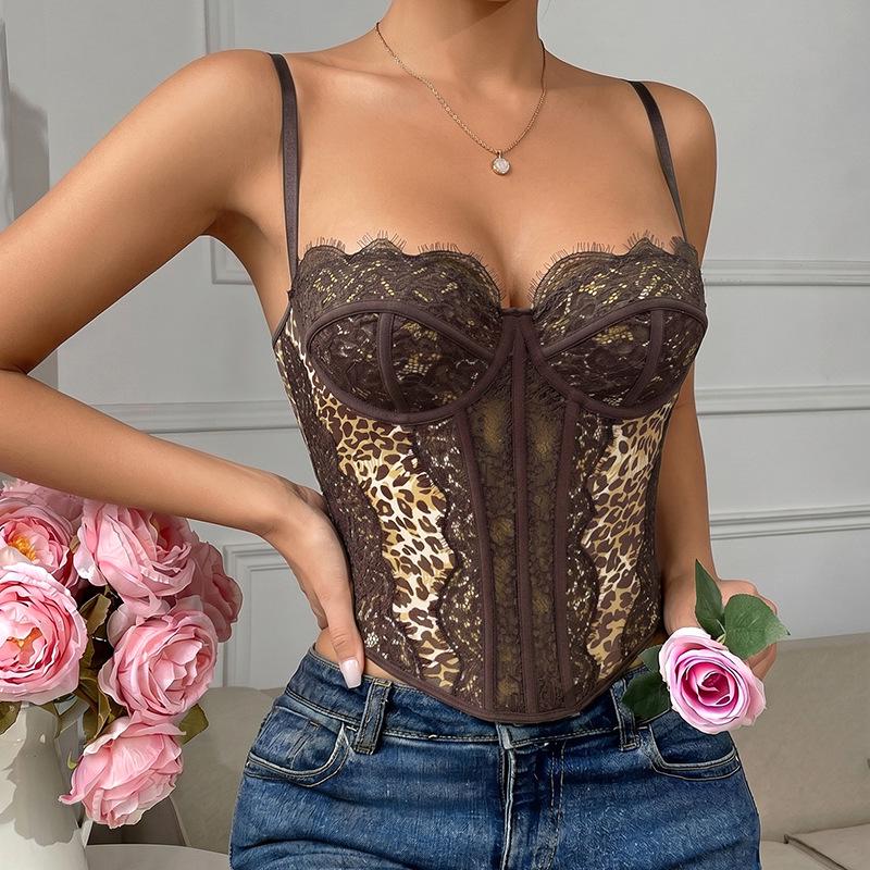 Spicy Girl See-Through Lace Trim Corset Camisole