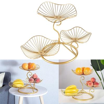 Three-layer Storage Tray Leaf Shaped Nordic Style Wire Basket Kitchen Organizer Home Decor Fruit Pla