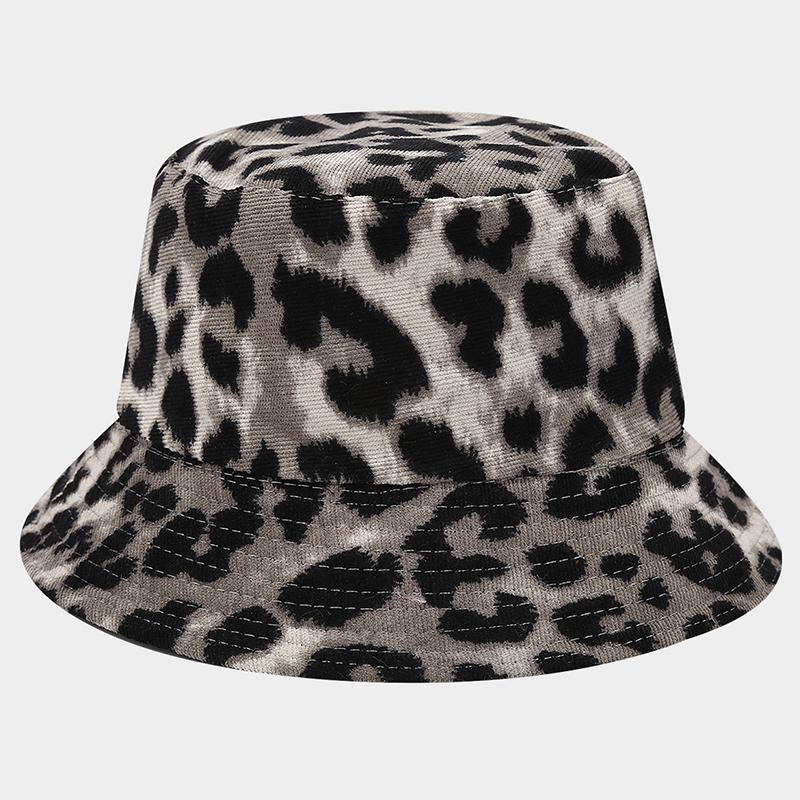 Summer Bucket Hat For Women Fashion Leopard Print Cotton Foldable Portable Panama Unisex Beach Fishing Bunny Sun Hat Hip Hop Bob
