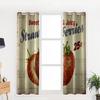 Cortina de janela rústica com estampa de morango e madeira vintage, decoração para casa, sala de estar, quarto, cozinha, painel de cortina