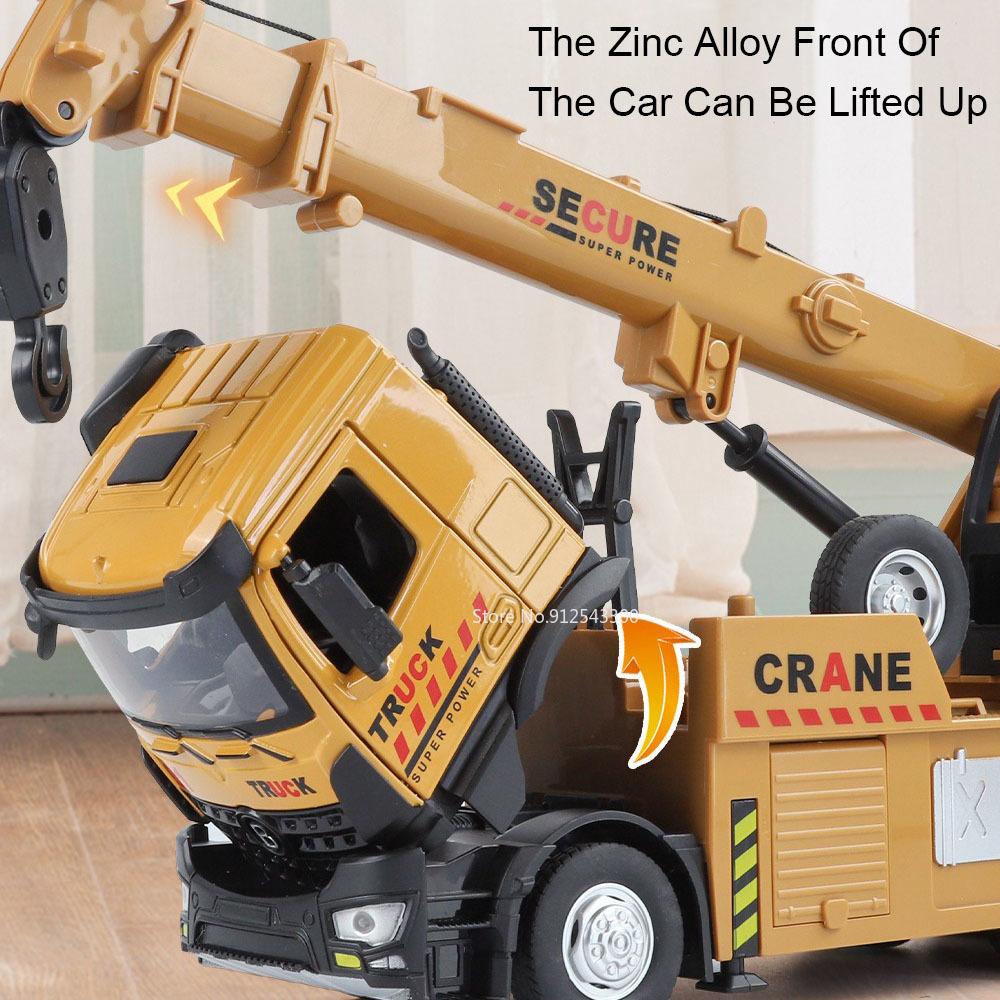 Large 1:24 Mixer Truck Crane Excavator Car Toy Model Sound Light Dump Trucks Alloy Diecast Engineering Vehicles Kids Present