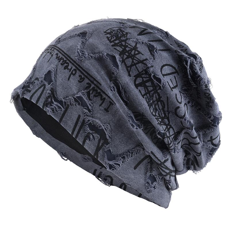 1 PC thin oversized knitted chic pile cap casual printed loose letter fashionable hat 55-59cm