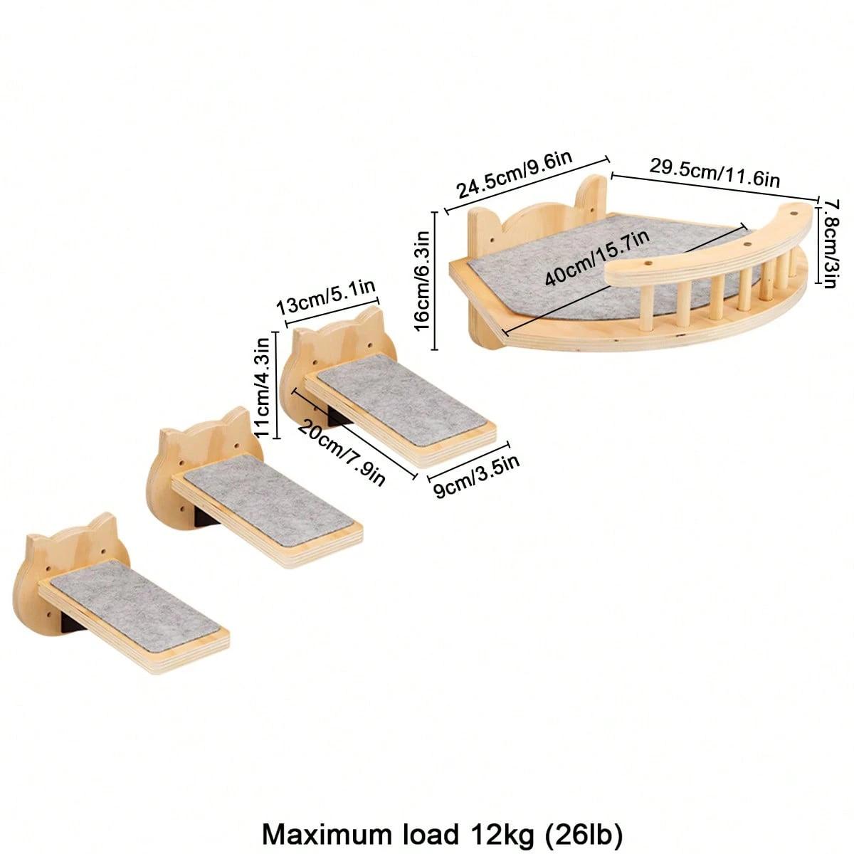 

Cat Wall Climbing Shelf with 3 Steps Set Wall Mounted Pet Furniture Shelves Cat Tree Tower Bed Hammock Indoor Cats Accessories