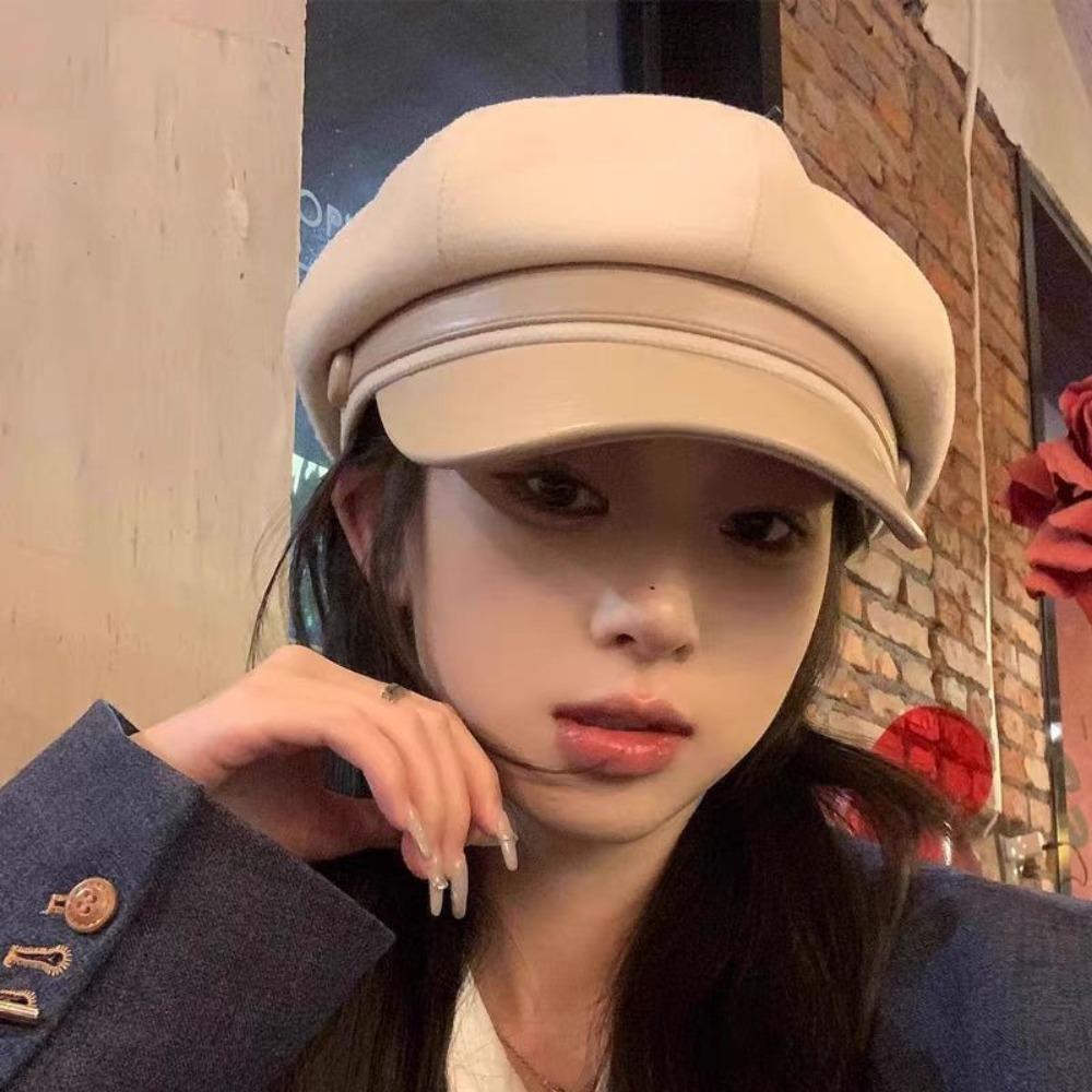 Warm Women's Duck Tongue Beret Breathable Vintage Newsboy Hats Adjustable Pleated Berets  Women Men