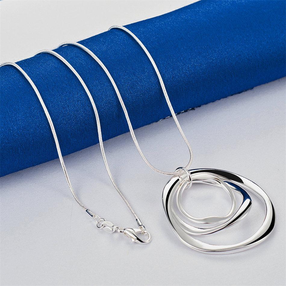 925 Sterling Silver 16-30 Inch Exquisite Circular Pendant Necklace for Women's Fashionable Wedding Jewelry Gifts