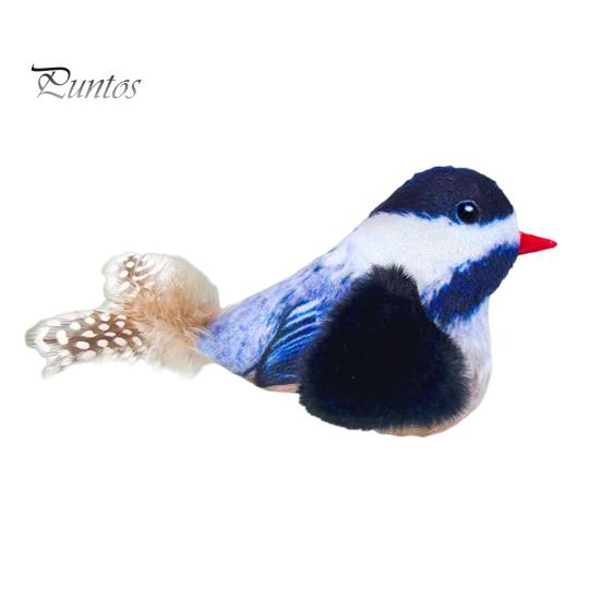

Игрушка для кошек с реалистичным звуком птицы, интерактивная щебечущая птица, стимулирующая инстинкт охоты, имитация летящей птицы, плюшевая игрушка для котят синий/чёрный