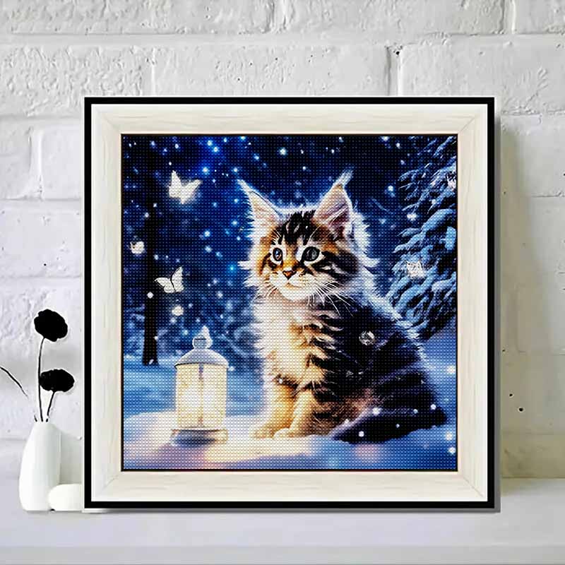 New Arrival 5D DIY Full Circle Diamond Painting "Kitten" Embroidery Cross Stitch Home Decor Gift