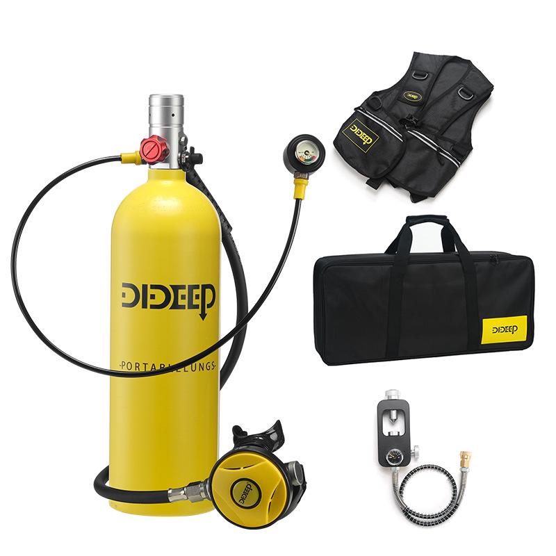DIDEEP X5000Pro 2L Diving Snorkeling Kit with Scuba Oxygen Tank and Pressure Gauge