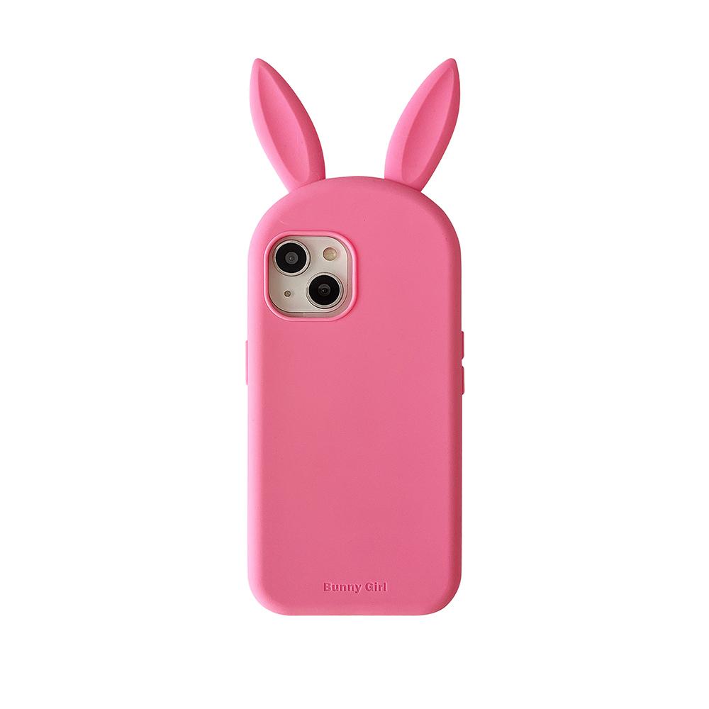 Cute 3D Bunny Rabbit Ear Silicone Phone Case for IPhone 17 13 14 15 16 Pro Max Japan Ins Funny Cartoon Shockproof Back Cover