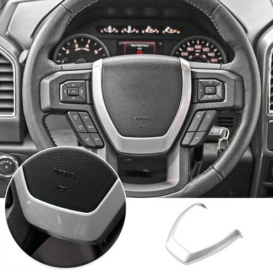 Steering Wheel Decor Cover Trim Silver For Ford F150 15-20 Interior Accessories