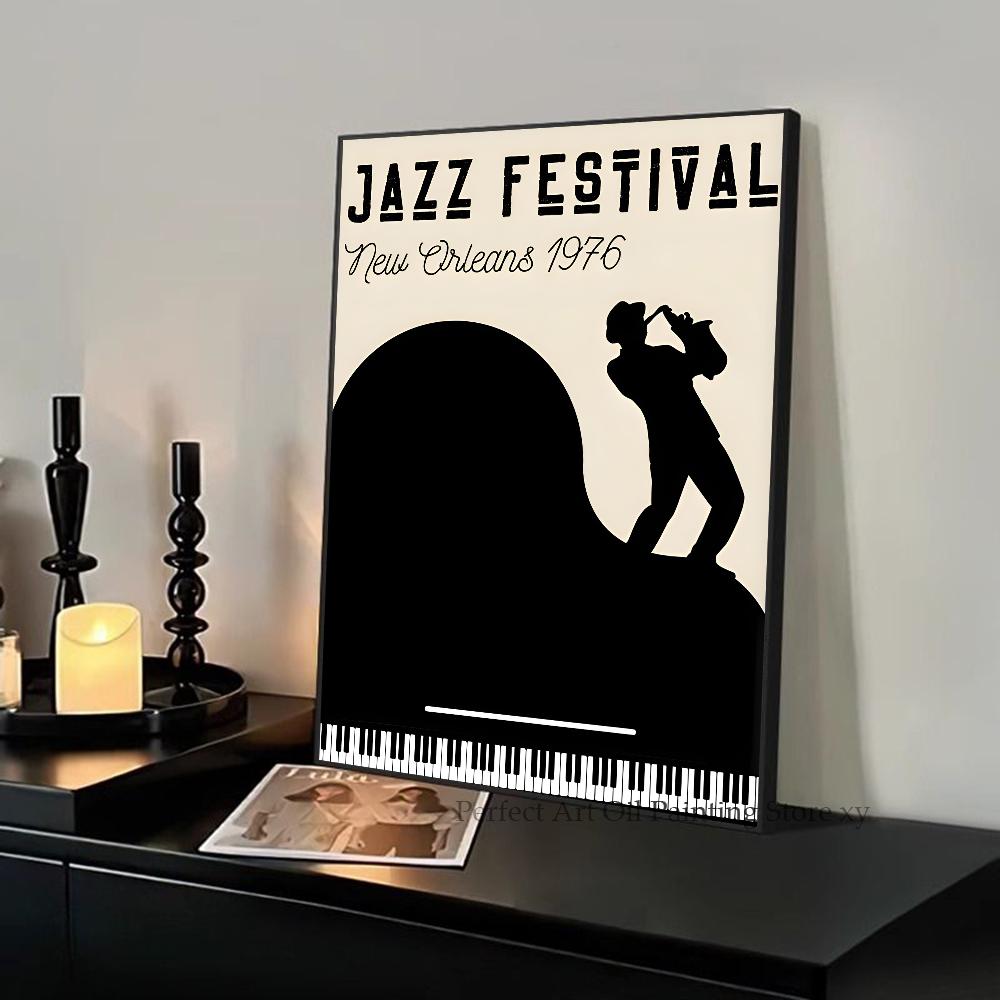 1PC Abstract Jazz Music Festival Record Player Symbol Art Poster Paper Print Home Living Room Bedroom Entrance Bar Restaurant