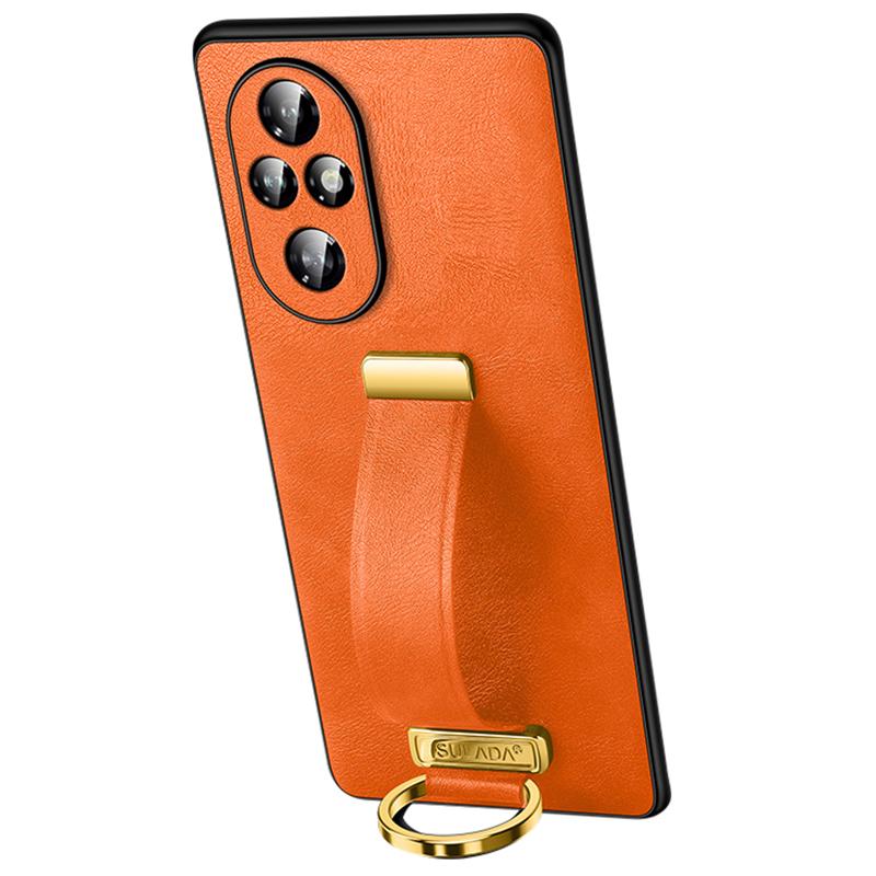 

SULADA Серия Fashion для Honor 200 5G Чехол Ремешок Подставка Кожаная Задняя Крышка для Телефона Orange