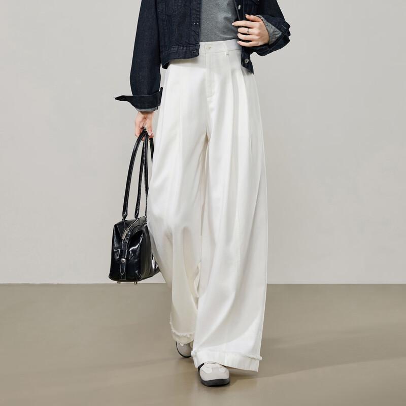 ESE-Y Lyocell Cotton Raw Hem High-Waist Wide-Leg Pants 32