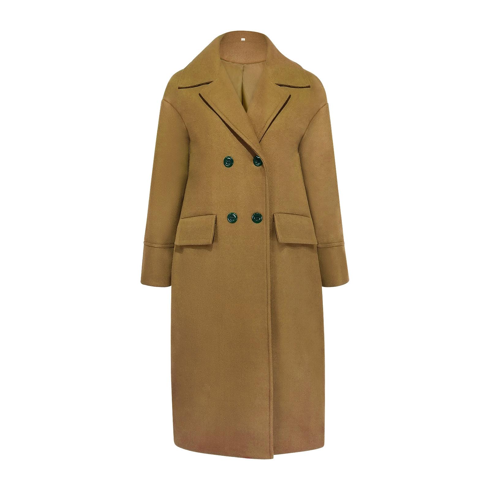 

IHUASU свободная женская куртка из твида на зиму и осень, теплое пальто для поездок на работу XXXL латунный