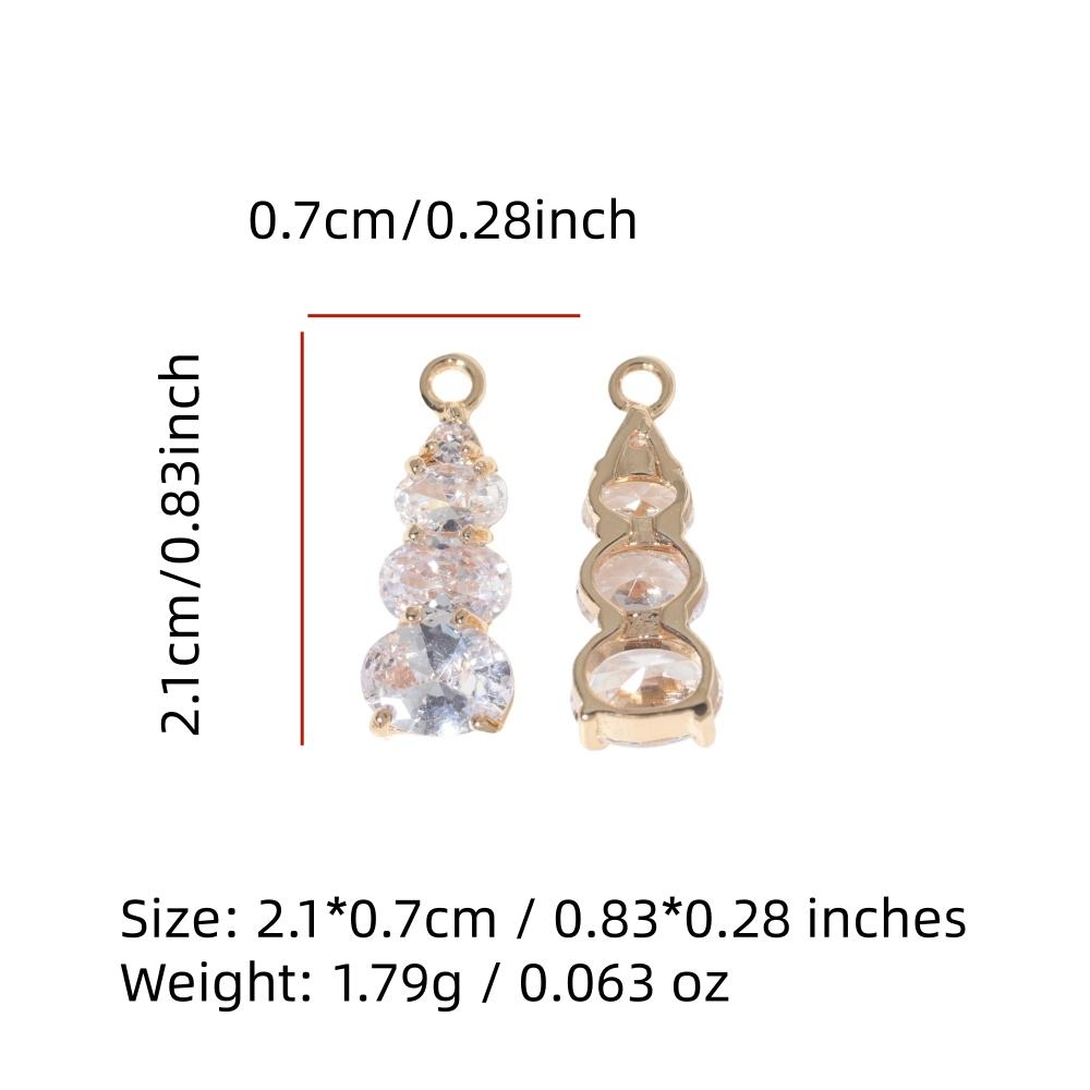 Golden Plated Graduated Clear Zircon Charms, Jewelry Making Supplies