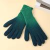 1 Pair Women Fall Winter Gloves Gradient Contrast Color Knitted Five Fingers Stretchy Anti slip Thermal Windproof O